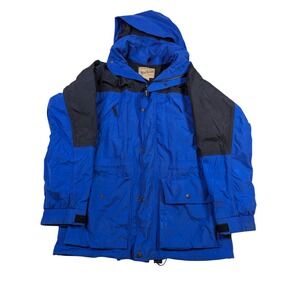 Woolrich Original Outdoorwear Mens Medium Cobalt Blue Black Hooded Jacket